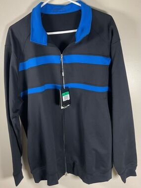Nike Black Jacket with Blue Collar and Stripes